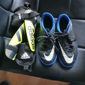 Nike soccer shoes + Adidas soccer shin guard